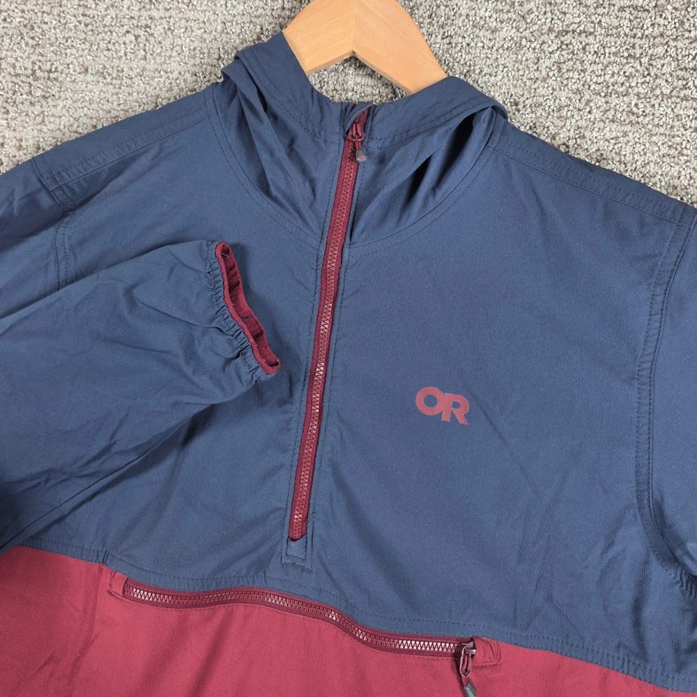 Outdoor Research Men's Ferrosi Anorak Hooded Jacket Blue Red Pullover Size Small